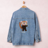 Cute red panda cartoon illustratie denim jacket (Hangar)