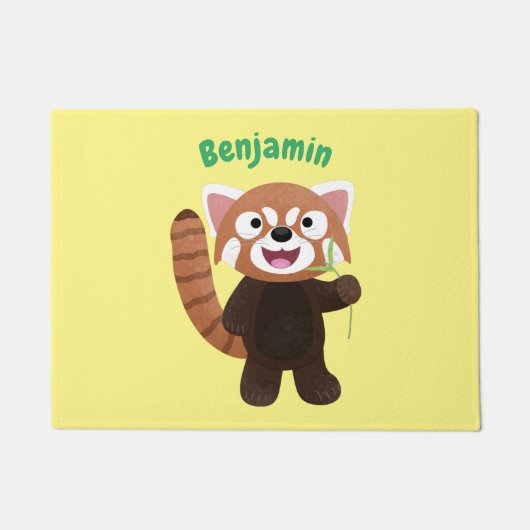 Cute red panda cartoon illustratie deurmat (Voorkant)