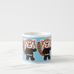 Cute red panda cartoon illustratie espresso kop