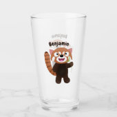Cute red panda cartoon illustratie glas (Voorkant)
