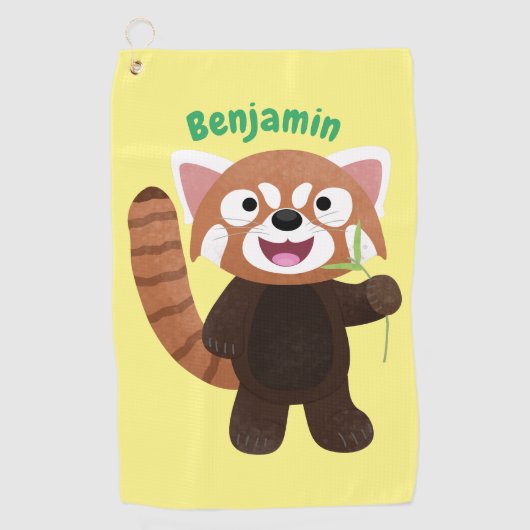 Cute red panda cartoon illustratie golfhanddoek (Voorkant)