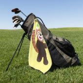Cute red panda cartoon illustratie golfhanddoek (Groen)
