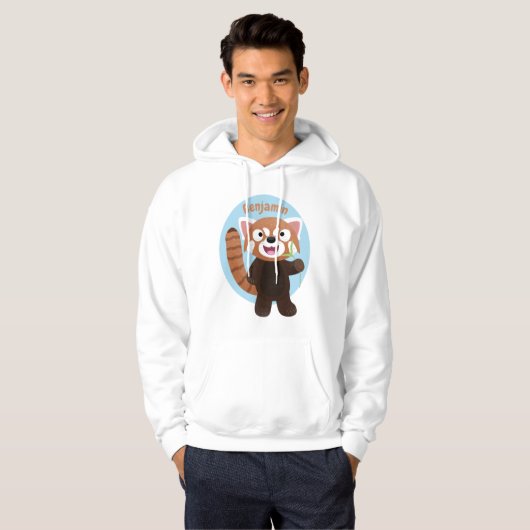 Cute red panda cartoon illustratie hoodie (Voorkant volledig)