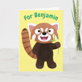 Cute red panda cartoon illustratie kaart (Voorkant)