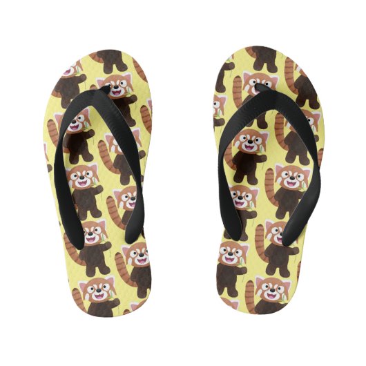 Cute red panda cartoon illustratie kinder teenslippers (Voetbed)