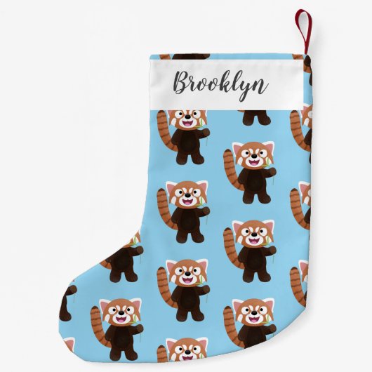 Cute red panda cartoon illustratie kleine kerstsok (Achterkant)