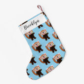 Cute red panda cartoon illustratie kleine kerstsok (Achterkant (Hangend))