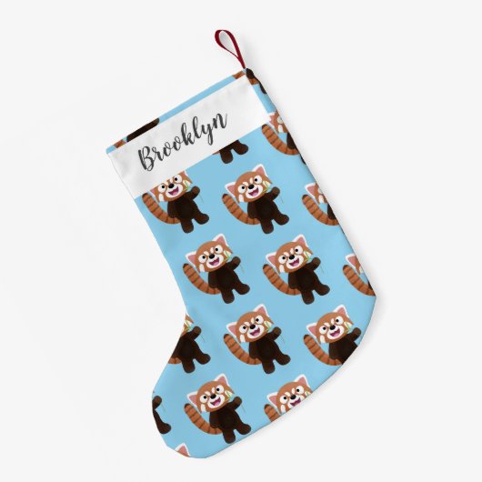 Cute red panda cartoon illustratie kleine kerstsok (Achterkant (Hangend))