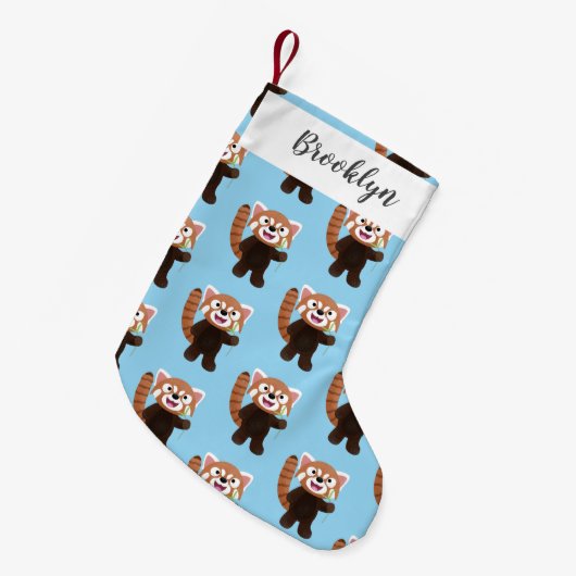 Cute red panda cartoon illustratie kleine kerstsok (Voorkant (Hangend))