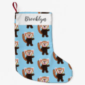 Cute red panda cartoon illustratie kleine kerstsok (Voorkant)