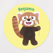 Cute red panda cartoon illustratie labels (Design 1)