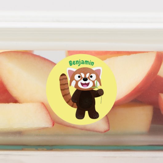 Cute red panda cartoon illustratie labels (Aangebracht)