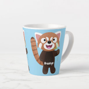 Cute red panda cartoon illustratie latte mok