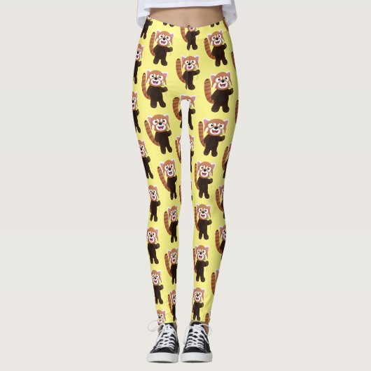 Cute red panda cartoon illustratie leggings (Voorkant)