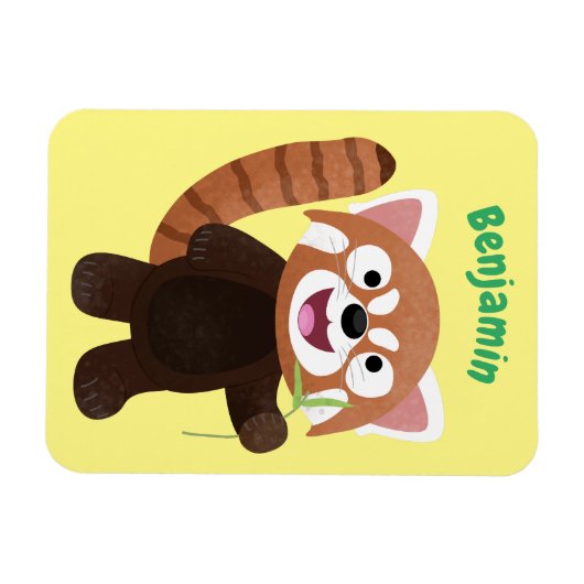 Cute red panda cartoon illustratie magneet (Horizontaal)