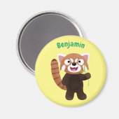Cute red panda cartoon illustratie magneet (Voorkant / Achterkant)