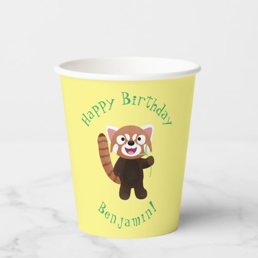 Cute red panda cartoon illustratie papieren bekers (Voorkant)