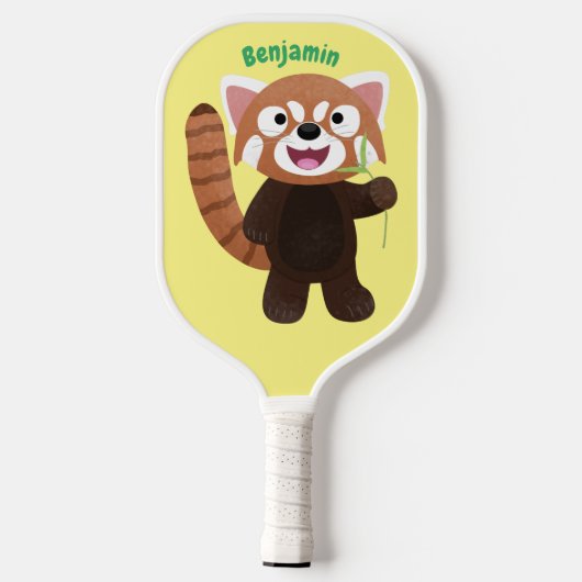 Cute red panda cartoon illustratie pickleball paddle (Achterkant)