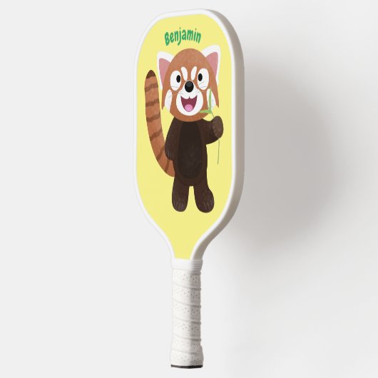 Cute red panda cartoon illustratie pickleball paddle (Links)