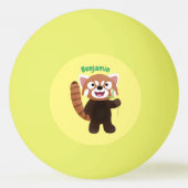 Cute red panda cartoon illustratie pingpongbal (Achterkant)