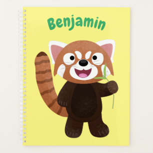 Cute red panda cartoon illustratie planner