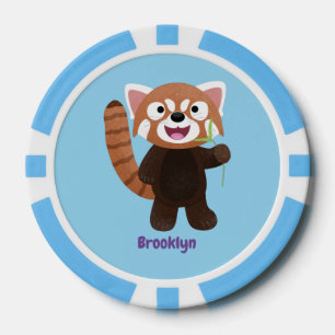 Cute red panda cartoon illustratie poker chips