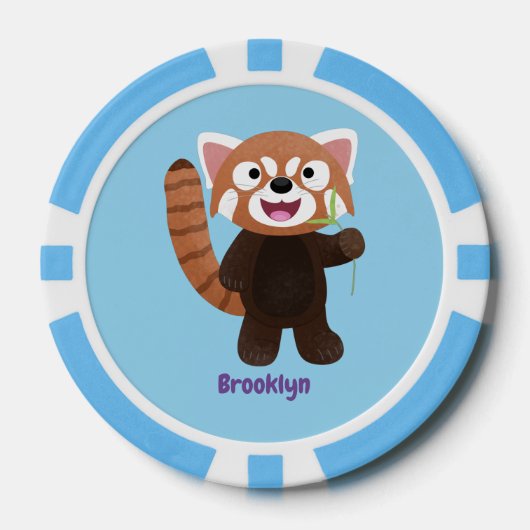 Cute red panda cartoon illustratie poker chips (Voorkant)