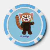 Cute red panda cartoon illustratie poker chips (Achterkant)