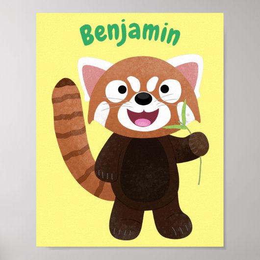 Cute red panda cartoon illustratie poster (Voorkant)