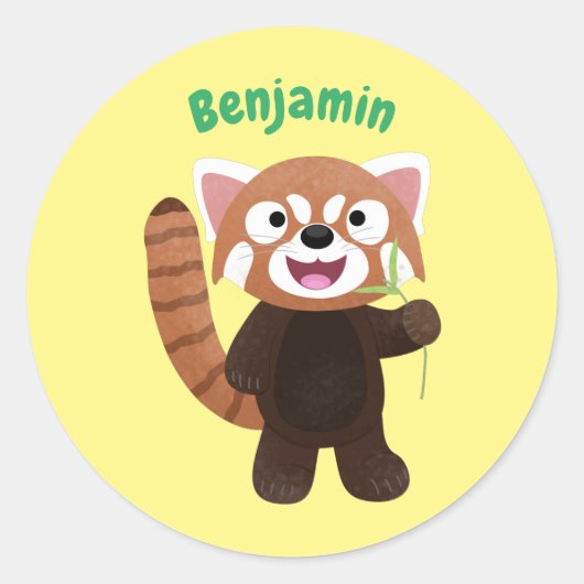 Cute red panda cartoon illustratie ronde sticker (Voorkant)