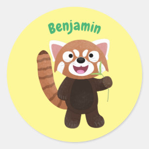 Cute red panda cartoon illustratie ronde sticker
