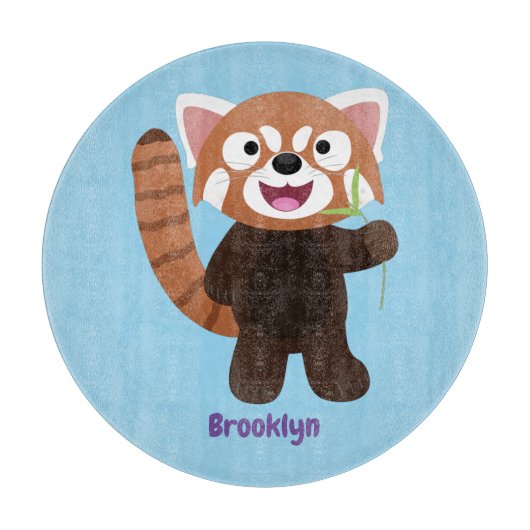 Cute red panda cartoon illustratie snijplank (Voorkant)
