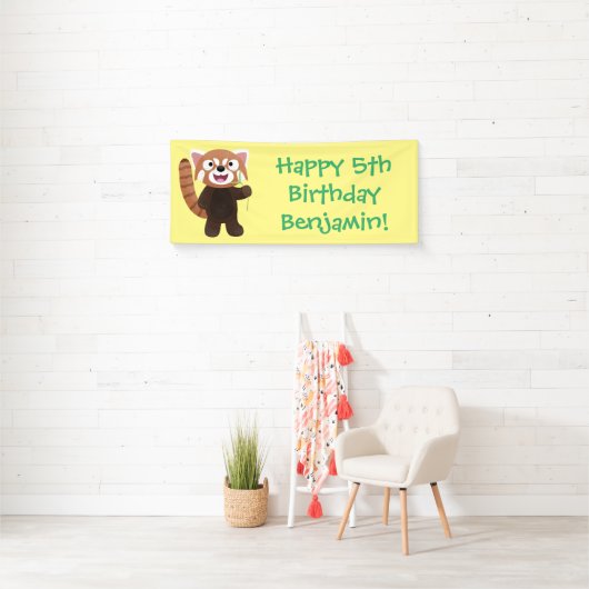 Cute red panda cartoon illustratie spandoek (Insitu)