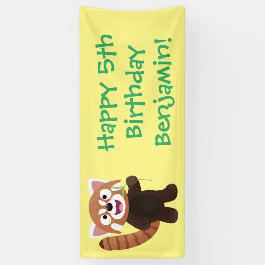 Cute red panda cartoon illustratie spandoek (Verticaal)