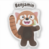 Cute red panda cartoon illustratie sticker (Voorkant)