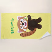 Cute red panda cartoon illustratie strandlaken (Voorkant)