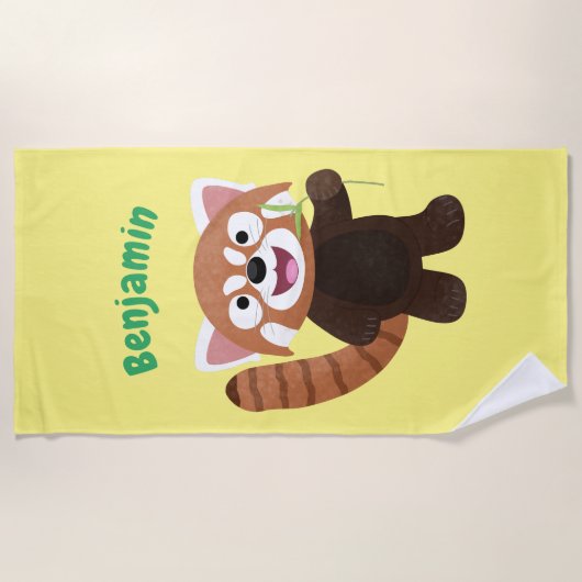 Cute red panda cartoon illustratie strandlaken (Voorkant)