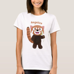 Cute red panda cartoon illustratie t-shirt