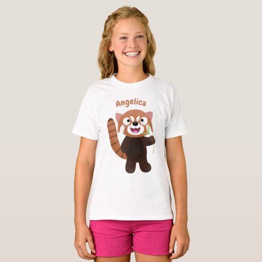 Cute red panda cartoon illustratie t-shirt (Voorkant volledig)