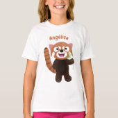 Cute red panda cartoon illustratie t-shirt (Voorkant)