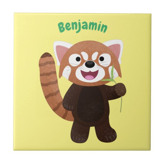 Cute red panda cartoon illustratie tegeltje (Voorkant)