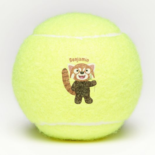 Cute red panda cartoon illustratie tennisballen (Voorkant)