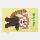 Cute red panda cartoon illustratie theedoek (Horizontaal)