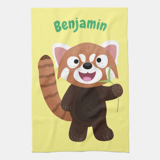 Cute red panda cartoon illustratie theedoek (Verticaal)