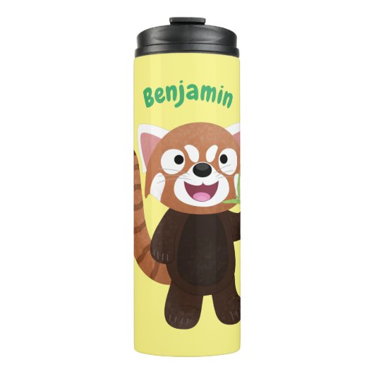 Cute red panda cartoon illustratie thermosbeker (Voorkant)