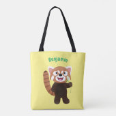 Cute red panda cartoon illustratie tote bag (Achterkant)