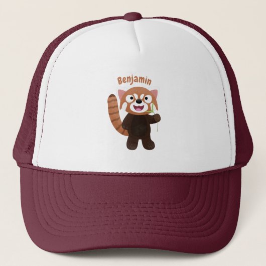 Cute red panda cartoon illustratie trucker pet (Voorkant)