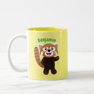 Cute red panda cartoon illustratie tweekleurige koffiemok