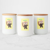 Cute red panda cartoon illustratie voedselcontainer etiket (Flessen)