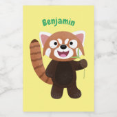 Cute red panda cartoon illustratie voedselcontainer etiket (Enkel label)